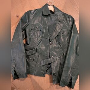 Vero Moda Dark Green Leather Jacket